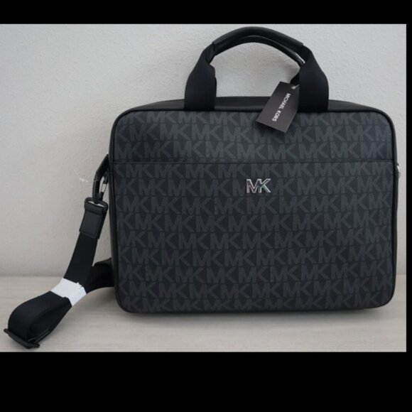 Michael Kors - Unisex Black/Grey Monogram Briefcase “Everett” - Retail $348 NWTs - Picture 1 of 5